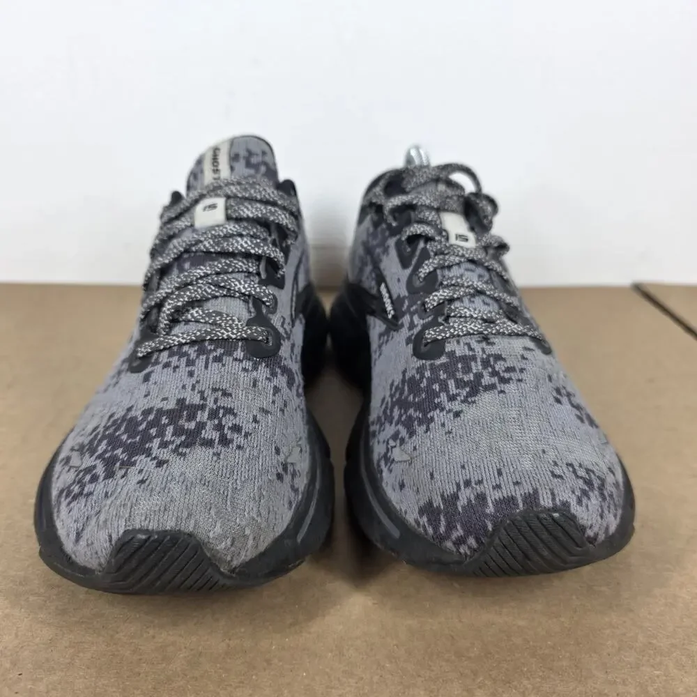 Brooks Ghost 15 Womens Black Gray Camo Size 6 Athletic Running Shoes 1203801B054